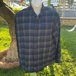 Original weatherproof vintage XXL blue, gray and dark blue long sleeve flannel